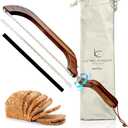 Bread Bow Knife for Homemade Bread, Wooden Sourdough Bread Slicer with 2 Replaceable Blades and Adjustable Handle, Stainless Steel Serrated Blade Bread Cutter for Breads Bagels Baguettes