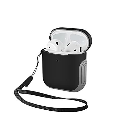 WITHit Sport Cover Compatible with Apple AirPods, Soft, Durable Silicone and Hard Protective Shell, Protective Earbud Cover – Wireless Charging Compatible AirPod Case (Black/Grey)