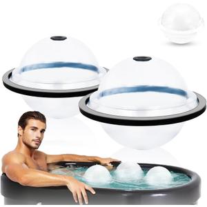 Extra Large Sphere Ice Molds for Ice Baths, Ice Cube Molds for Cold Plunge, Ice Block Mold Reusable Ice Ball Maker, Easy Release, Slow Melting - 2 Pack