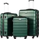 Coolife Luggage 3 Piece Set Suitcase Spinner Hardshell Lightweight TSA Lock (dark green3) (20in24in28in)