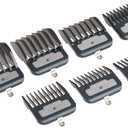 Andis Master Series Premium Hair Clipper Attachment Comb Set, Clipper Guards Cutting Guides with Metal Clip, Black, 7 Count