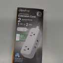 GE Flat Plug Power Strip Extension Cord with USB Ports, Travel Power Strip with 2 Outlets 3 USB Ports, Cruise Ship Essentials, 6 Ft Braided Small Extension Cord Flat Wall Plug, ETL Listed White, 81597