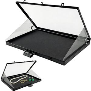 34" x 22" Card Display Case,Black Aluminum Lockable Trading Card Case with Handle,Trade Show Display Case for Sports Card/TCG/Jewelry Collection Black