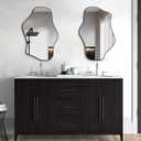 Irregular Wall Mirror, 21"x14" Asymmetrical Mirrors, Modern Frameless Mirror for Wall, Unique Shaped Mirrors for Living Room Bathroom Bedroom Hallway Entryway Fireplace