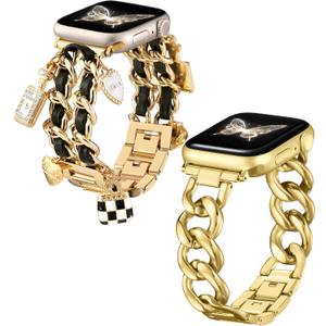DaQin Gold Metal Band Compatible with Apple Watch Bands for Women 40mm 38mm 41mm 44mm 42mm 45mm 46mm