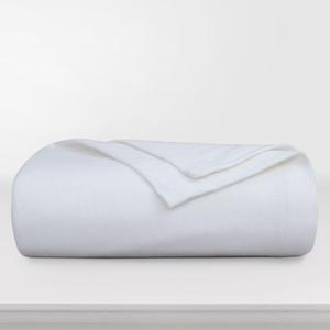 Tribeca Living 100% Cotton Blanket Queen Size - Oversized Luxury Bed Blanket for All Seasons - Soft Breathable Yarn Dyed Quality - Queen, White