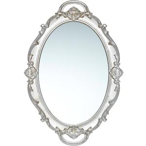 LONGWIN Vintage Oval Mirror for Wall Decor, Ornate Hanging Small Mirrors for Living Room/Bedroom, Perfume/Vanity Tray 10 x 14.5 Inch Silver