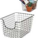 Spectrum Wire Basket for Organizing (Small, Industrial Gray) - Sturdy Scoop Pantry Basket Storage - Wire Storage Basket Organizer for Kitchen, Shelf, Closet, Bathroom, Garage & More