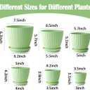 RooTrimmer 7.5/6.5/5.5/4.9/4.2/3.5 Inch Plant Pots with Saucers & Drain Holes - Indoor/Outdoor Flower Pots for Succulents, Herbs, Cactus - Modern Lightweight Durable Planter Set, Green