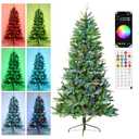 7ft Prelit Christmas Tree with 400 LED Lights, Artificial Christmas Tree with App-Controlled Multi-Color RGB Lights, 1299 Branch Tips, Easy to Assemble, for Home Outdoor, Pack Of 2