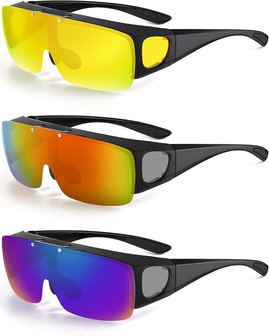 3 Pieces TAC Flip Glasses Sports Flipping Sunglasses Cover-ups Sunglasses (Assorted Colors)