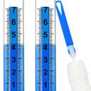Rain Gauge Outdoor, Rain Gauge Replacement Tube, 7" Capacity Plastic Rain Gauges Outdoors Best Rated, Large Guage for Yard Garden Fence Lawn Farm, 2 Pcs Tubes with 1 Clean Brush