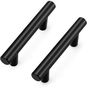 Ravinte 4 Pack 3-15/16 Inch Cabinet Handles Matte Black Stainless Steel Kitchen Drawer Pulls Cabinet Pulls 3-15/16"Length,2-1/2" Hole Center