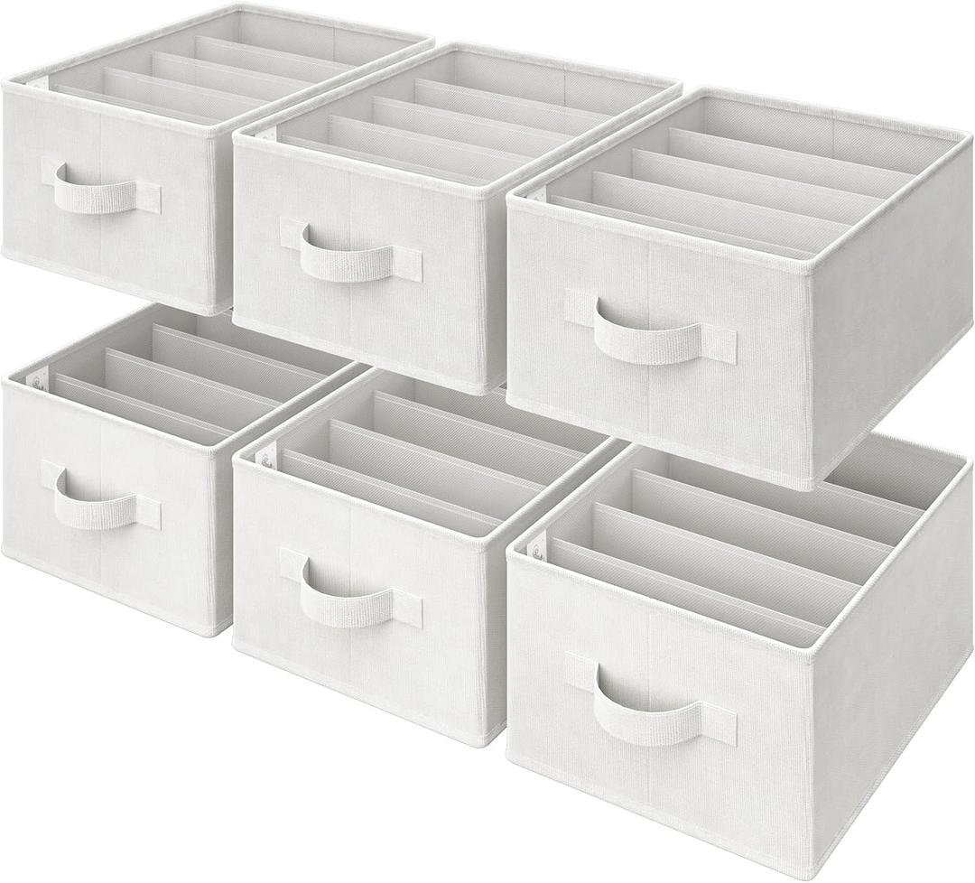 GRANNY SAYS Jean Organizer for Closet, Clothes Drawer Organizer, Pants Organizer, Wardrobe Clothes Organizers, Clothes Storage Bins, Drawers for Sweater, T Shirt, Beige, 6-Pack