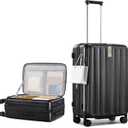 Hanke 24 Inch Expandable Luggage Top Opening Checked Bag Luggage Hard Shell Suitcases with Wheels Lightweight Travel Luggage Medium Suitcase with Lock for Woman Men-Jet Black