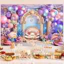 HANYING Under The Sea Backdrop,7x5ft Starfish Pearl Shells Ocean Princess Birthday Party Decoration Banner,Pink Purple Balloon Girls Baby Shower Photography Background,Portrait Studio Props,HY0111YL