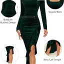 NASHALYLY Elegant Velvet Dress for Women,Sexy Long Sleeve Bodycon Mermaid Dress Ruched Cocktail Party Wedding Square Neck (L)