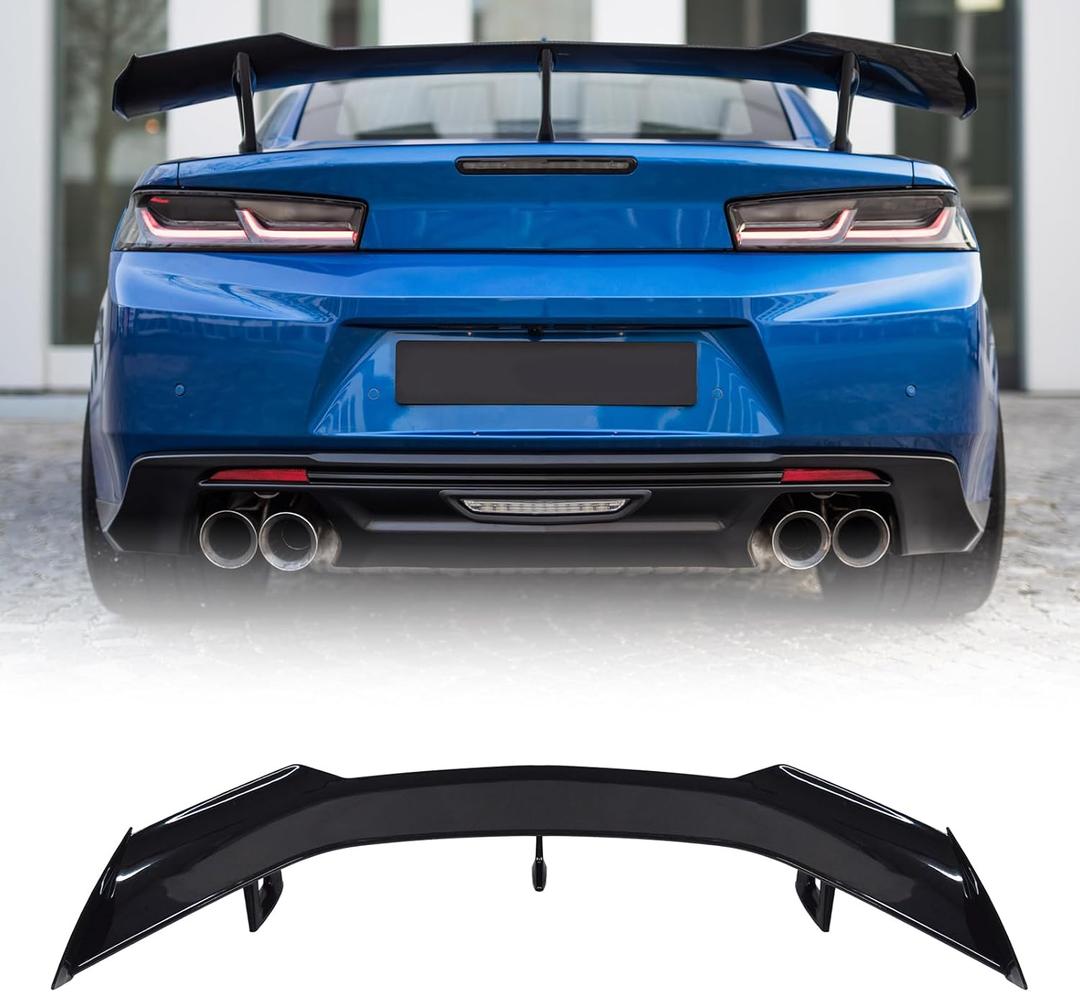 Rear Trunk Spoiler Wing Compatible with for Chevrolet Camaro ZL1 1LE SS RS LT ZL All Models 2016-2024 Lip Spoiler Wing Without Rear Spoiler Camera (Glossy Black)
