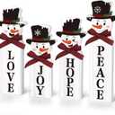 Christmas Snowman Decorations, Wooden Snowman Joy Table Centerpiece Sign, Winter Tiered Tray Decor for Xmas Holiday Home Decor (Snowman)