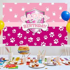 3x5Ft Cartoon Pink Dog Paw Backdrop, Dog Medical Paw Party Decorations Large Pink Dog Theme Supplies Banner Cartoon Dog Helicopter Accessories for Theme Party, Birthday