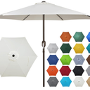 Blissun 7.5 ft Patio Umbrella, Yard Umbrella, Outdoor Market Umbrella with Push Button Tilt Crank (Creamy White)