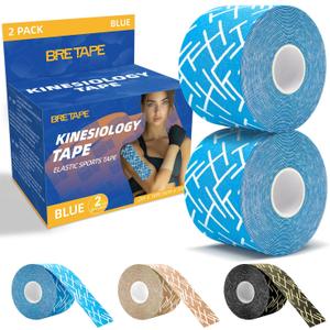 2 x Kinesiology Tape Rolls – 2-Inch x 16 ft Waterproof and Hypoallergenic Athletic Tape for Muscle Support, Knee, Shoulder, and Ankle, 2 Rolls (Blue)