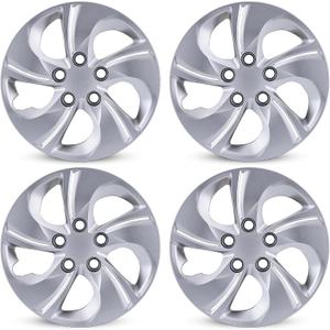 15'' Hubcaps Wheel Covers for 2013-2015 Honda Civic Sedan & 2013 Honda Civic Coupe, ABS+PC Plastic Bolt-on Hubcap Replacement Set of 4, 15 inch Silver OEM# 44733-TR3-A00