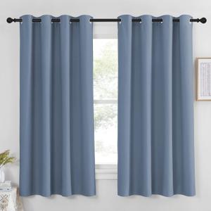 NICETOWN Blackout Curtain & Drape - (Stone Blue Color) Noise Reduction Drapery Energy Saving for Bedroom/Kids Room, 52 x 63 inches, 1 Piece