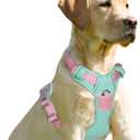 BARKBAY No Pull Dog Harness Front Clip Heavy Duty Reflective Easy Control Handle for Large Dog Walking(Cool Mint & Baby Pink,S) (Small(Chest:19.5-26"))