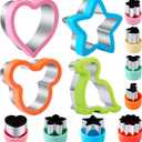 Sandwich Cutters for Kids Lunch 12 Pcs, Kimfead Cookie Cutters Set, Vegetable Fruit Cutters Shapes, Stainless Steel Biscuit Cutters, Dinosaur Mouse Heart Star