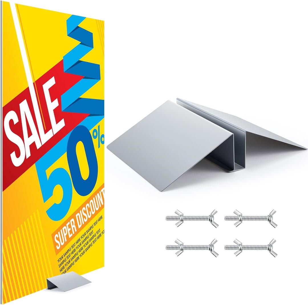Blulu Metal Floor Sign Stand Holder Fits 12 Wide Board up to 72 Tall, 0.25 to 1.5 Thick, Graphic Floor Standing Display Stand for Composite Foam Board, Acrylic Glass Sign, Base Only