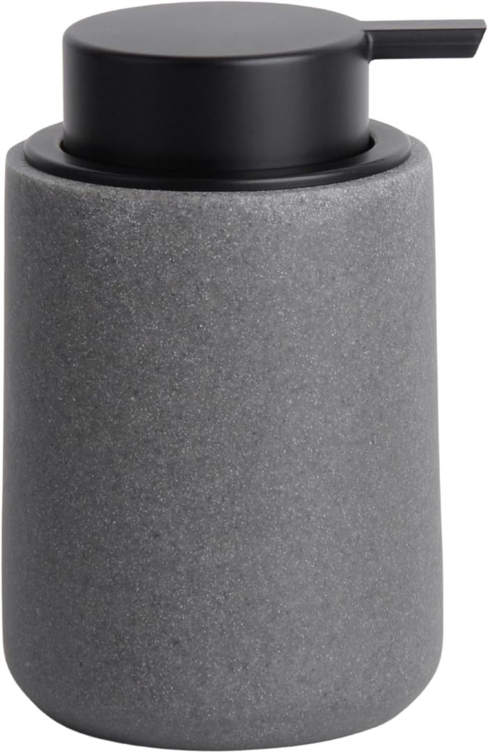 Resin Hand Soap Dispenser with Easy-to-Press Pump, Refillable Liquid Soap Dispenser with Sandstone Like Finish, Waterproof Bottle Labels for Bathroom Kitchen Dish Lotion
