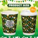 80 Pack St. Patrick's Day Disposable Coffee Cups with Lids 12oz Hot Cold Green Shamrock Paper Drinking Cups for Irish Holiday Spring Party Supplies