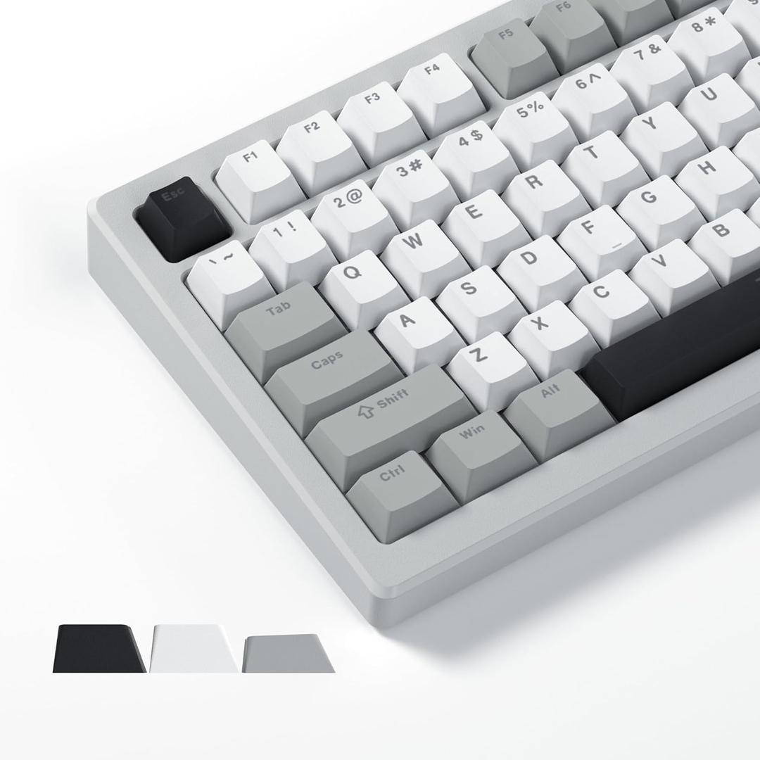 Womier Shine Through Keycaps, PBT Keycaps 60 65 75 100 Percent Cherry Profile Custom Key caps Set for Cherry Gateron MX Switches Mechanical Keyboard-Grey Creamy (Grey)