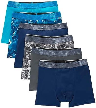 Hanes Boys' Big Performance Tween Boxer Brief Pack, X-Temp Mesh Stretch Underwear, Black, 6-Pack M
