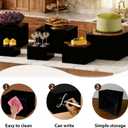 6PCS Buffet Risers,acrylic display risers,Dessert table display set Display Racks for Gatherings,Catering,Jewelry,and Collectibles (3in to 8in black)