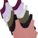 Fruit of the Loom Women's Multi-Pack Tank Top Style Sports Bra (38, Black/Heather Grey/Olive/Purple/Lilac/Dusk)