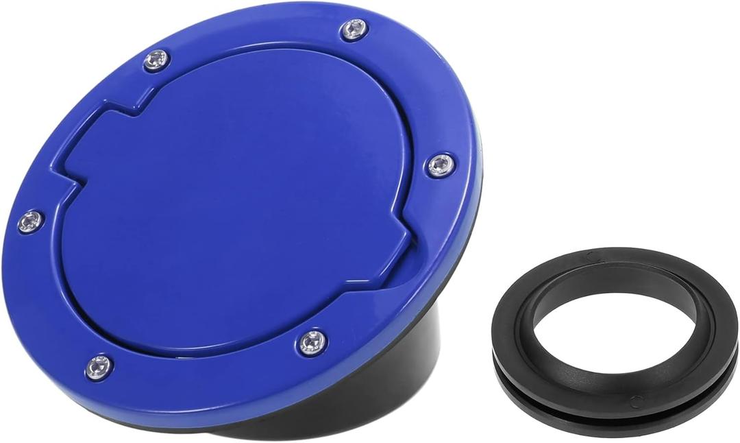 X AUTOHAUX Blue Car Gas Fuel Filler Door Cover Fuel Tank Cap for Jeep Wrangler JK Unlimited 2007-2018