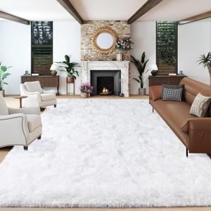 Super Fluffy Area Rug for Bedroom, Modern Shag White Area Rugs, Soft Plush Small Carpet for Kids,Girls Boys and Teens Decorations for Living Room Dorm Nursery Classroom, 8x10 Feet