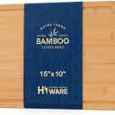 Hiware Bamboo Cutting Board for Kitchen, Heavy Duty Wood Cutting Board with Juice Groove, 100% Organic Bamboo, Pre-Oiled, 15" x 10" (Natural)