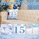 Kathfly Cojines para 15 Aos De Quinceaera Decoration 16 x 16 Inche Blue Quinceaera Pillow Gifts Mis Xv Aos Throw Pillow Sweet for Daughter Sister Friend 15th Birthday Gifts