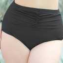 3 x Women Plus Size High Waisted Bikini Bottoms Ruched Swimsuit Bottom Tummy Control Full Coverage Swim Shorts 2025 (Black, XXL)