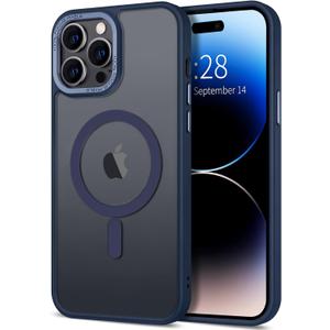 Hython Case for iPhone 14 Pro Case Magnetic Translucent Matte Phone Cases 6.1" [Compatible with MagSafe] Thin Slim Fit Shockproof Bumper Hard Protective Cover for Women Men Girls, Deep Blue