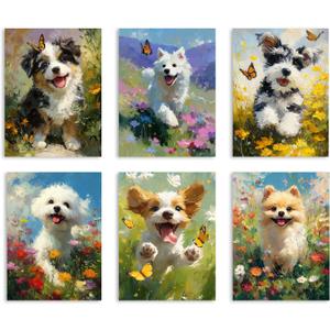 MUSM Colorful Dog Wall Art 3D Textured Impressionist Animal Printing for Kids Room Bedroom Livingroom Office Abstract Artwork Homedecor 8x10 Unframed