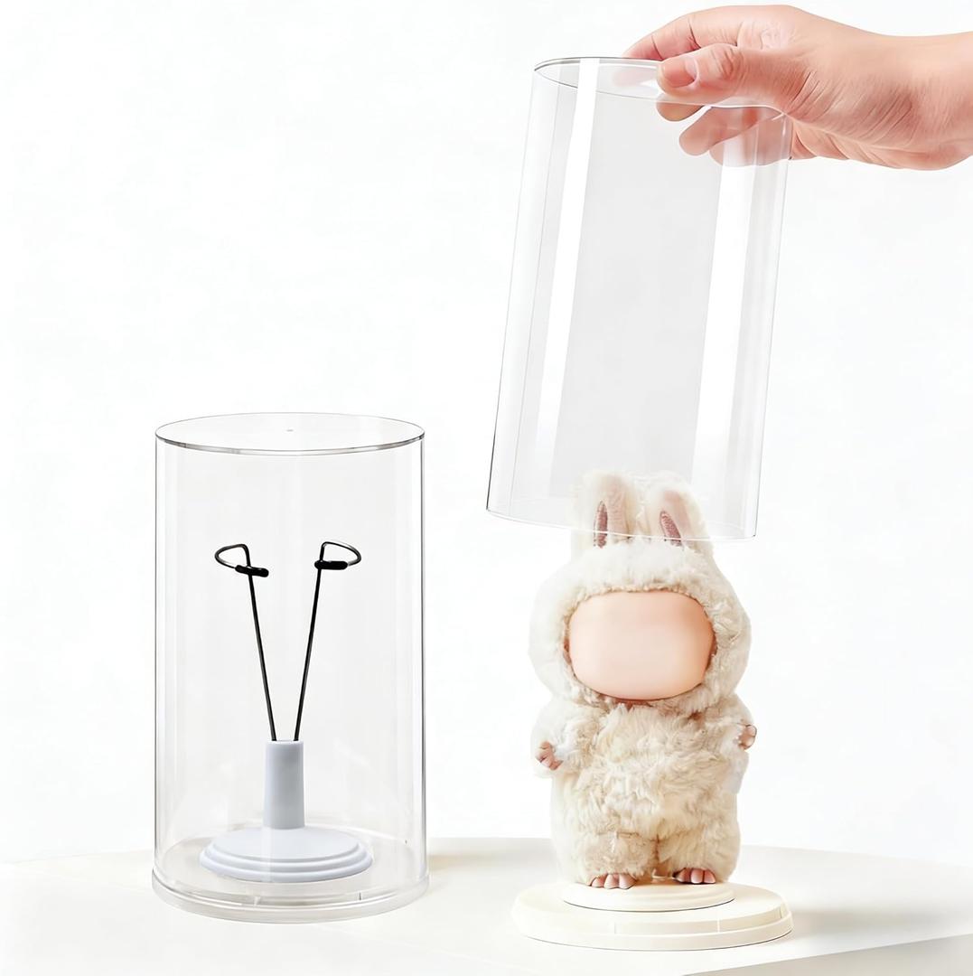 Figure Display Case with Doll Stand Holder (1 Pack),Stackable Acrylic Display Cases for Collectibles