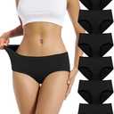 TIICHOO Underwear Women Pack Soft Cotton Mid/Low Rise Women's Panties 6 Pack, XL