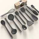 Silicone Cooking Utensils Set - 600F Heat Resistant, Nonstick Kitchen Utensil Set with Spatulas, Spoons, Whisk, Tongs, BPA Free, Dishwasher Safe (Gray)