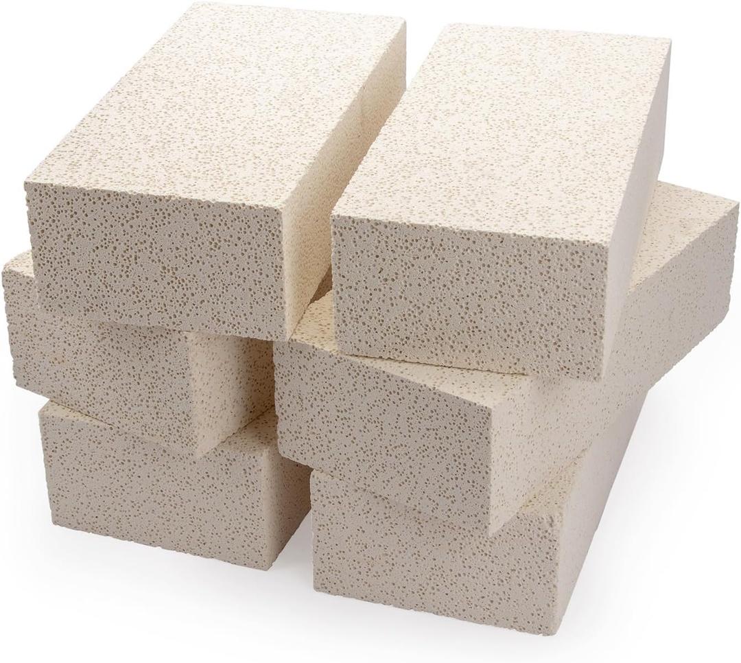 6 Pieces Insulating Fire Brick for Ovens, Kilns, Blacksmith, Fireplaces, Forges 9" x 4.5" x 2.5" 2300F Rated Insulating Fire Bricks