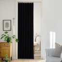 StangH Thermal Insulated Accordion Door Curtain for Closet and Kitchen, Noise Reducing Light Blocking Privacy Curtain for Bathroom with Tieback and Hooks, Classic Black, W50 x L80, 1 Panel