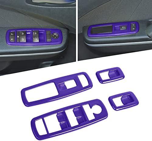 Voodonala Window Lift Switch Power Window Control Regulator Button Embellishment Trim for 2011-2025 Dodge Charger Durango, for 2010-2017 RAM, Interior Accessories ABS Purple 4pcs